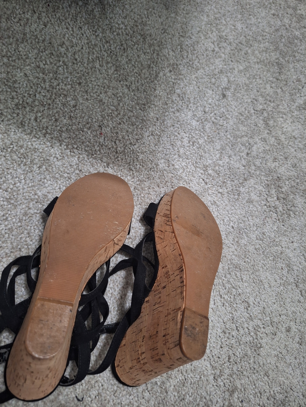 Guess Black Lace-Up Cork Wedge Sandals